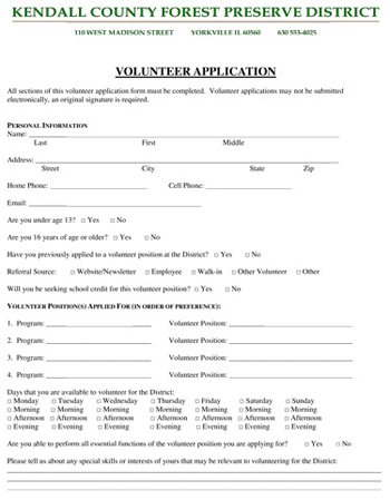 volunteer application