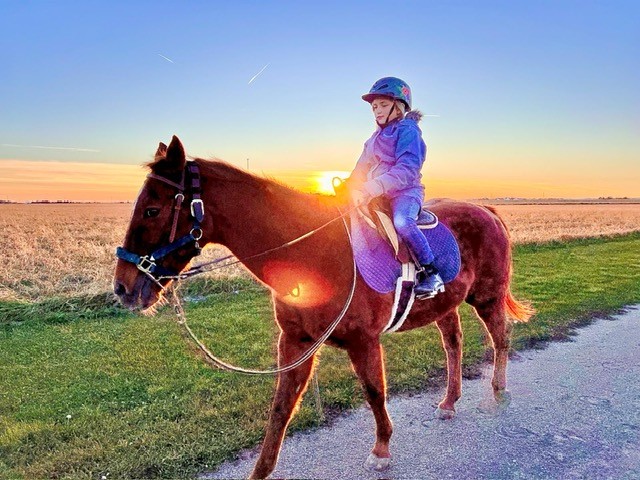 Ellis-Sunset-girl on horse